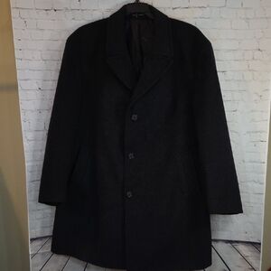 Ralph Ralph Lauren Men's Black Cashmere Wool Blend Overcoat size L Italy Fabric